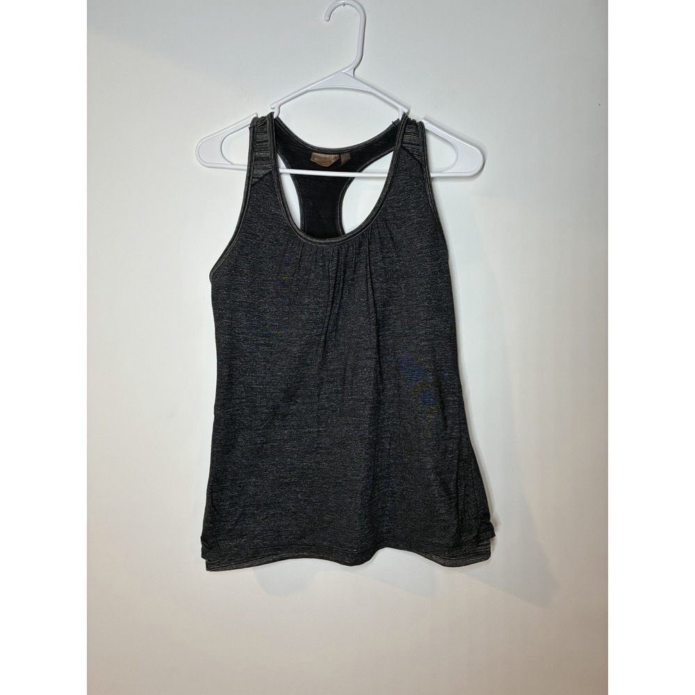 Athleta Royal Pigeon Tank in a black and charcoal stripe S